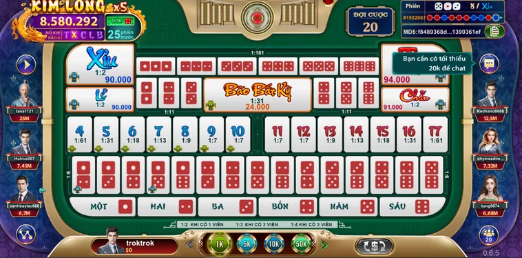 Table Game Sicbo Ngũ Long Tại VaoBet Săn Kho Báu Xúc Xắc Đỉnh Cao