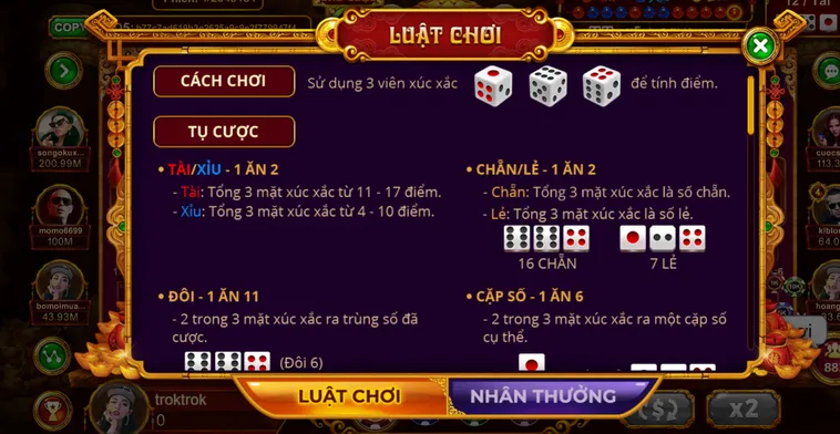 Table Game Sicbo Tài Phú Tại VaoBet Trò Chơi Xúc Xắc Đẳng Cấp