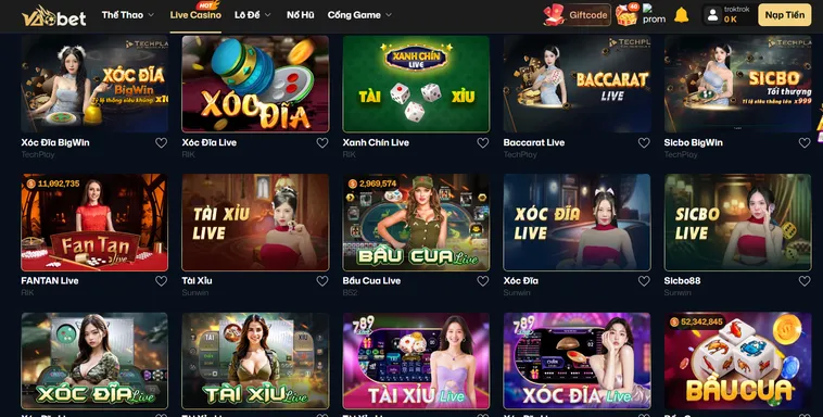 Live Casino VaoBet Sòng Bài Trực Tuyến Đẳng Cấp Nhất Cho Mọi Game Thủ
